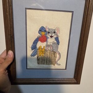 Embroidered Bird 🐦and Mouse 🐀 Wall Decor